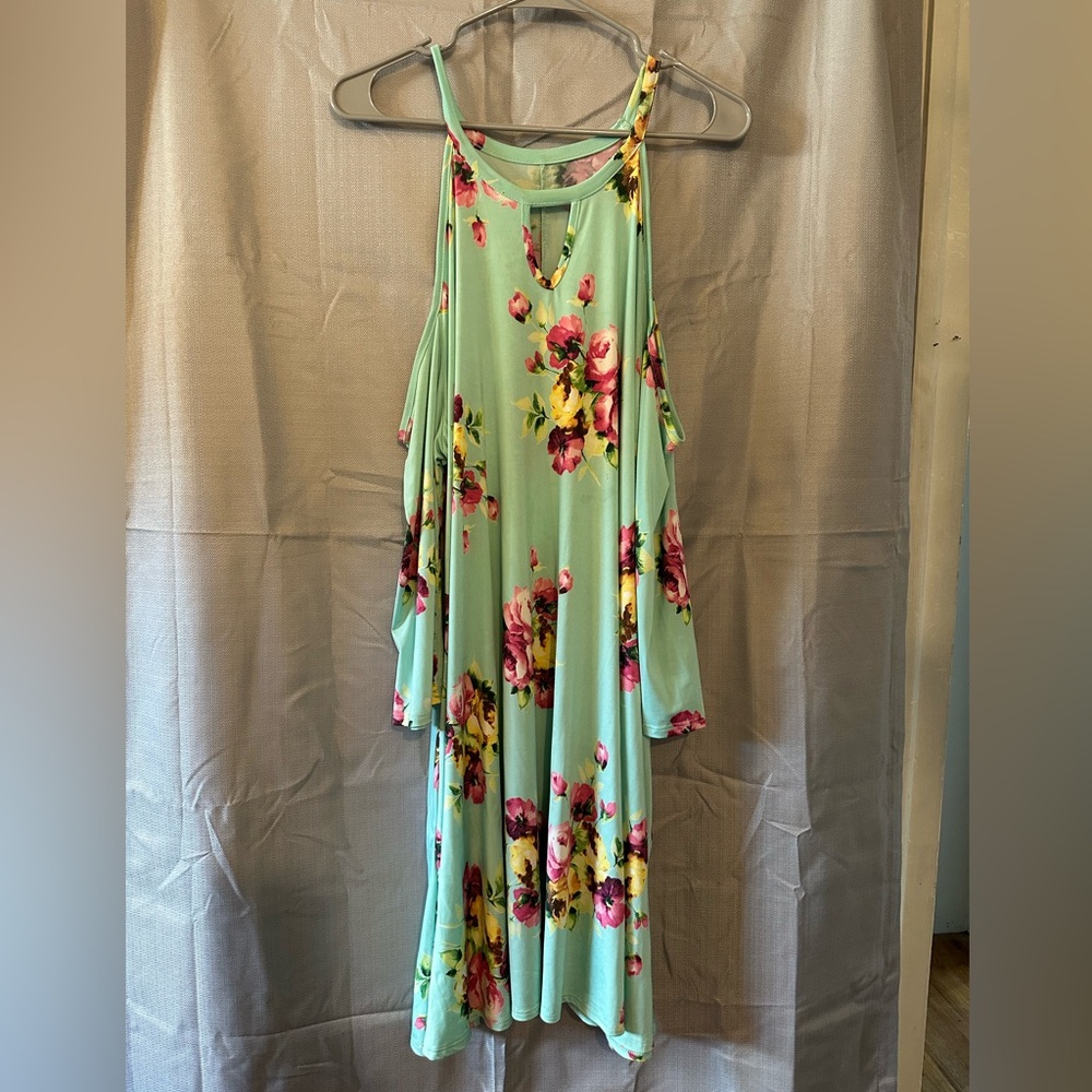 NanaMacs Floral Swing dress W/ cold shoulder